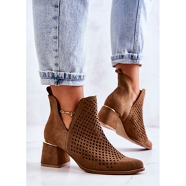 Suede Openwork Boots Lewski Shoes 3165 Camel brown 2