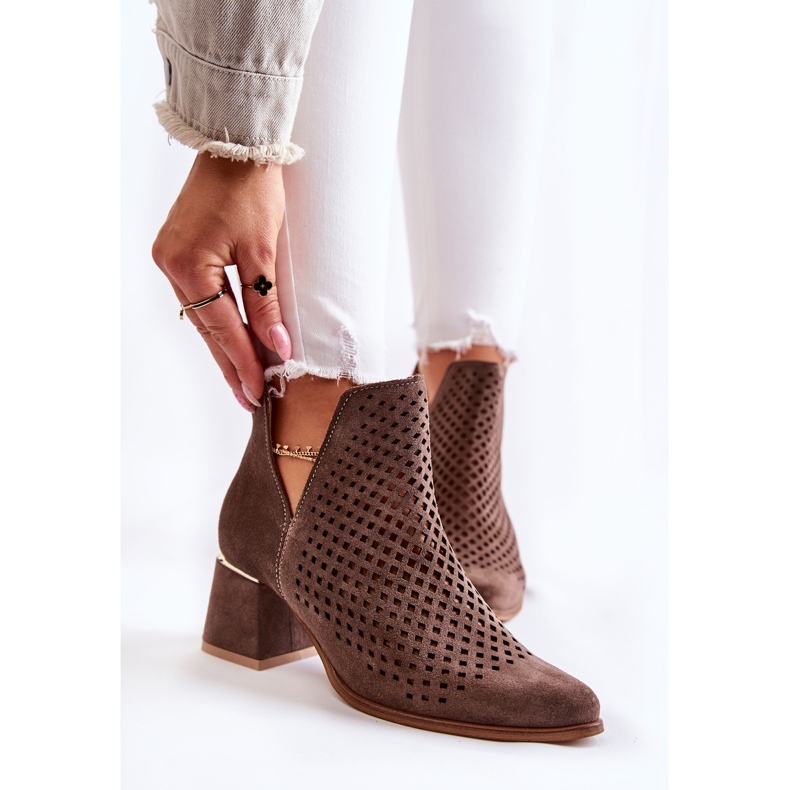 Suede Openwork Boots Lewski Shoes 3165 earth velor multicolored 1