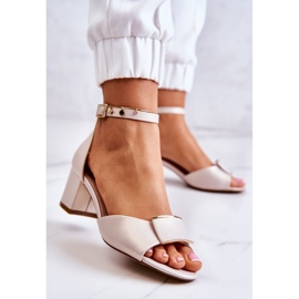 Sergio Leone Leather Sandals With Beige Floren Decoration 2