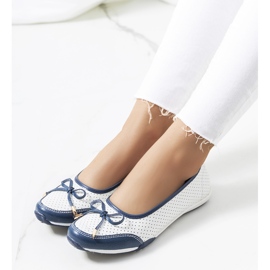 White and navy blue leather Marre ballerinas 1
