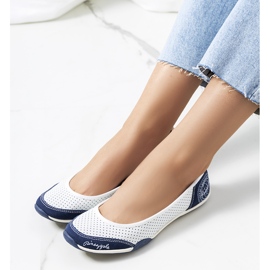 Wascana white openwork leather ballerinas navy blue 1