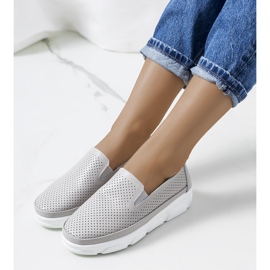 Gray leather sneakers from Velders grey 1