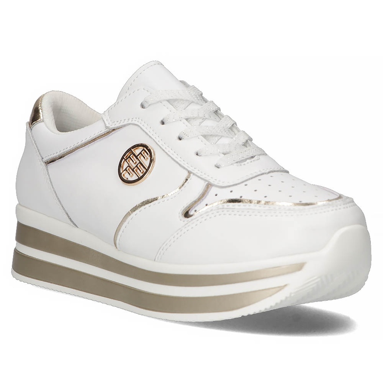 Leather Sneakers Filippo DP3682 / 22 WH white golden 2
