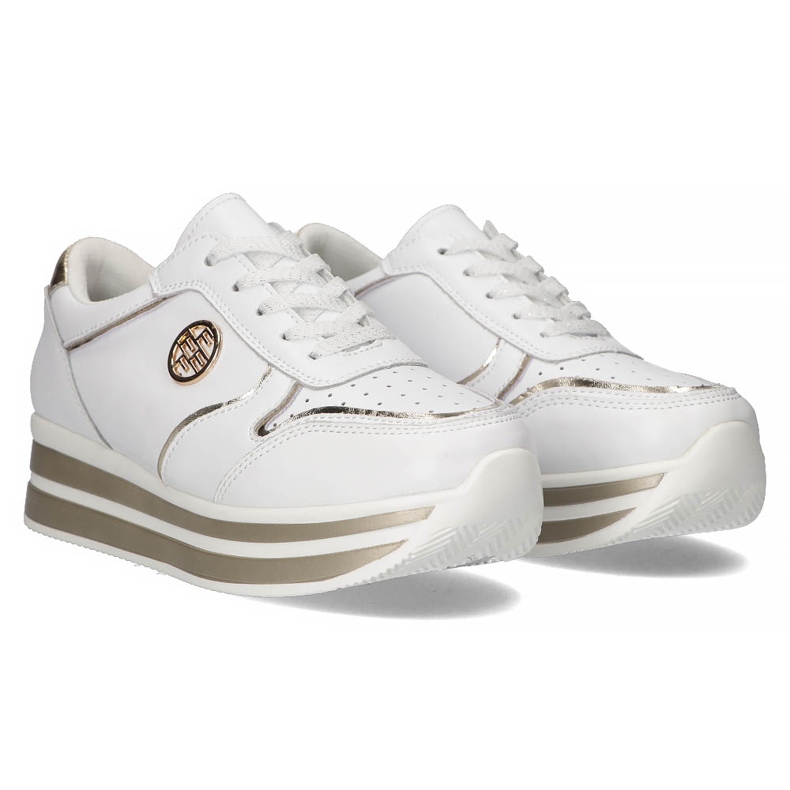 Leather Sneakers Filippo DP3682 / 22 WH white golden 5