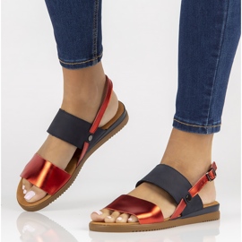Leather sandals Filippo DS3601 / 22 Rd Nv navy blue-red 1