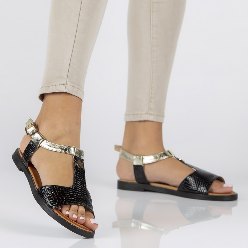 Filippo DS2099 / 22 Bk black sandals golden 2 Filippo DS2099 / 22 Bk black sandals golden 2