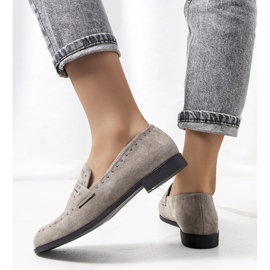 Gray leather shoes with Ishana studs grey 1