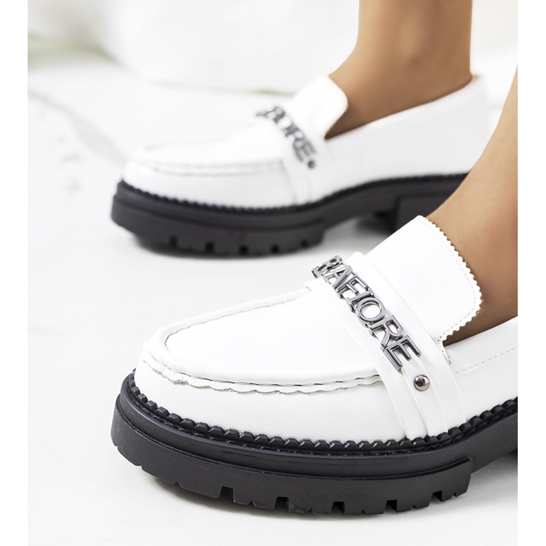 White loafers on a high Louelle sole 1 White loafers on a high Louelle sole 1