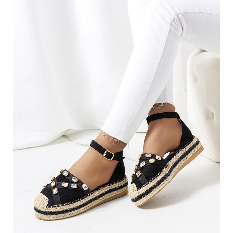Black espadrilles with Dide cubic zirconia 1