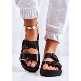 Women's Rubber Glitter Sandals ZAXY HH285158 Black 1