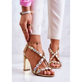 S.Barski Women's Sandals On High Heel Lu Boo Golden 8258-1 Vernee 2