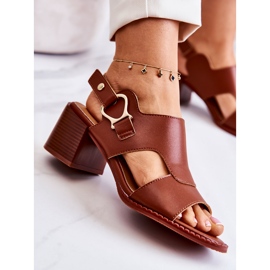 Leather High Heel Sandals La.Fi Brown Leratto 1