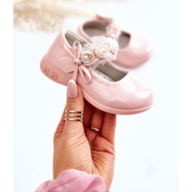PA1 Children's Ballerinas With Velcro With Lace Pink Evelyn 1