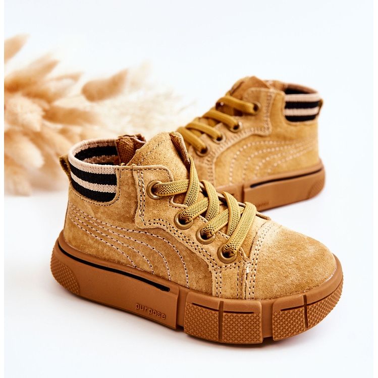 Children's High Sneakers With A Camel Boone Zipper brown 2