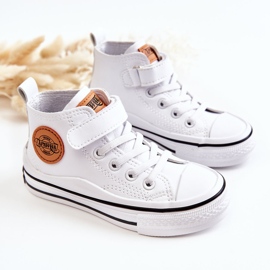 PA1 Children's Leather Sneakers With Velcro White Bruni 1