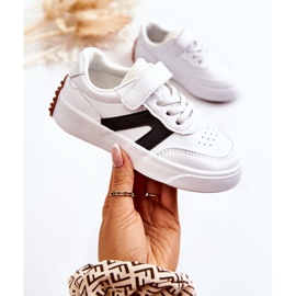 Children's Leather Low Sport Shoes Black and White Jessie 1