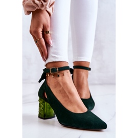 Suede Pumps With A Bow Maciejka 05059-09 Dark green 2
