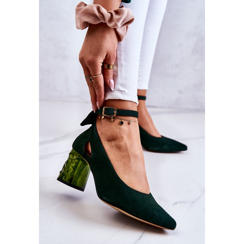 Suede Pumps With A Bow Maciejka 05059-09 Dark green 1