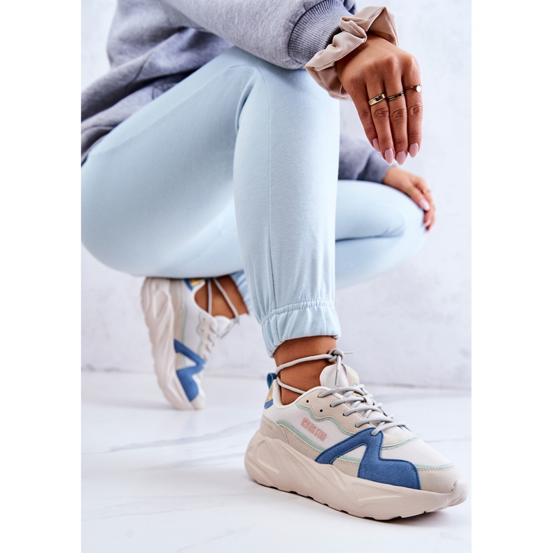 Women's sneakers Memory Foam Big Star JJ274600 Beige-Blue white 2 Women's sneakers Memory Foam Big Star JJ274600 Beige-Blue white 2