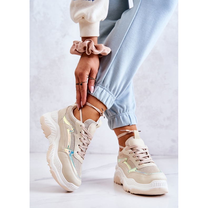 PG1 Women's Beige Callisto Shiny Sneakers 2 PG1 Women's Beige Callisto Shiny Sneakers 2