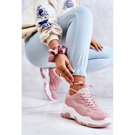 Women's Pink Chunky Shiny Pink Canadia Sneakers 1