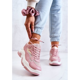 Women's Pink Chunky Shiny Pink Canadia Sneakers 2