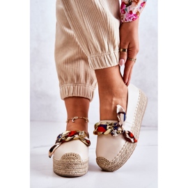 PS1 Women's Leather Espadrilles With A Chain Light Beige Fancy 2