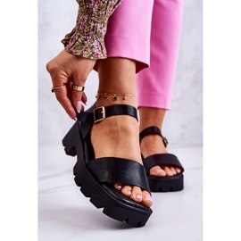 PS1 Leather Sandals On Heel Black Sovie 1