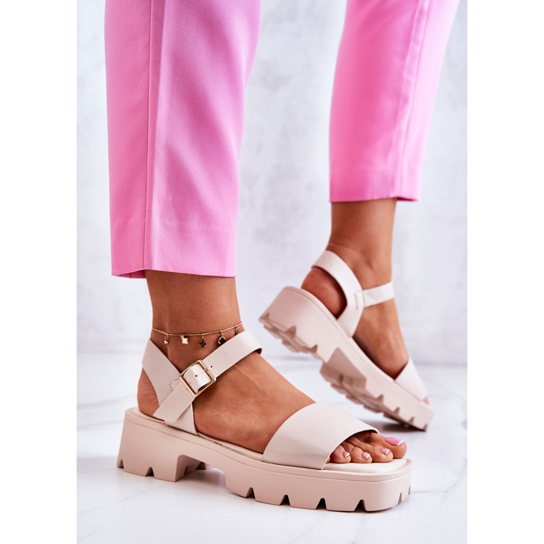 PS1 Leather Sandals On High Heel Beige Sovie 2