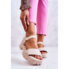 PS1 Leather Sandals On High Heel Beige Sovie 1