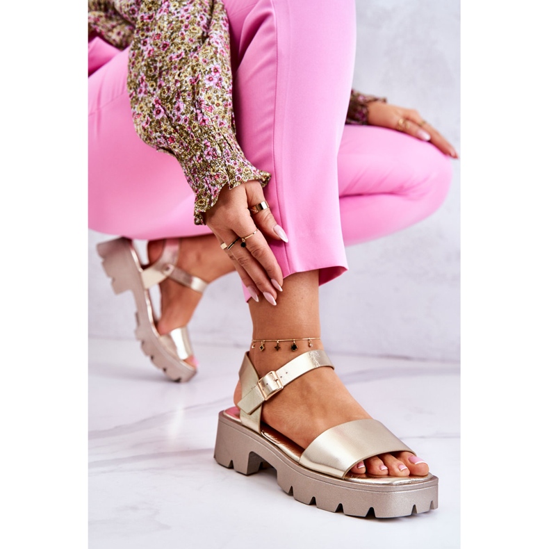 PS1 Leather high-heeled sandals Golden Sovie 1