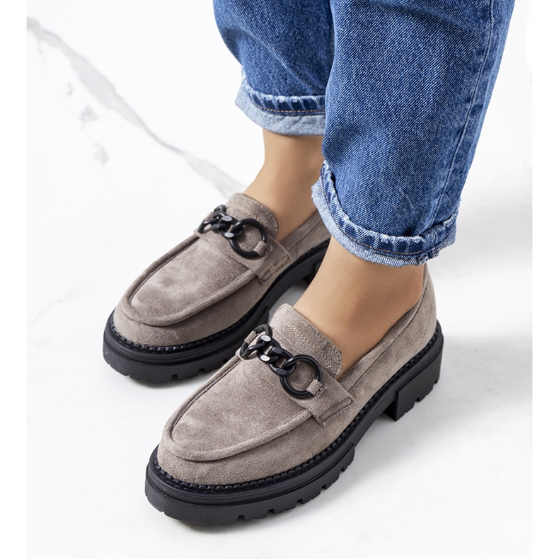 Gray moccasins on the Ermens tractor sole grey 1