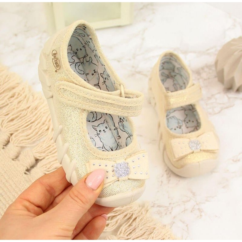 Ballerinas Girls Slippers With Velcro Beige Befado 1