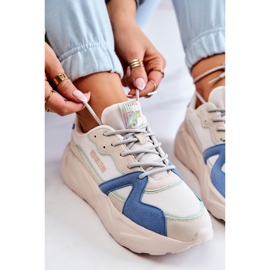 Women's sneakers Memory Foam Big Star JJ274600 Beige-Blue white 1