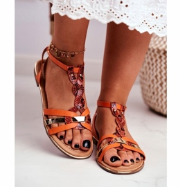 Women's elegant sandals orange snake eco-leather 3 Women's elegant sandals orange snake eco-leather 3