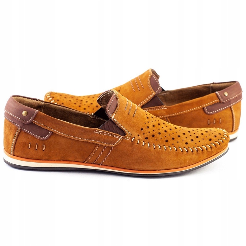 KOMODO Men's shoes moccasins 876 summer camel brown orange 3