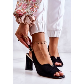 S.Barski Suede Black Fiorine Sandals On A Bar 1