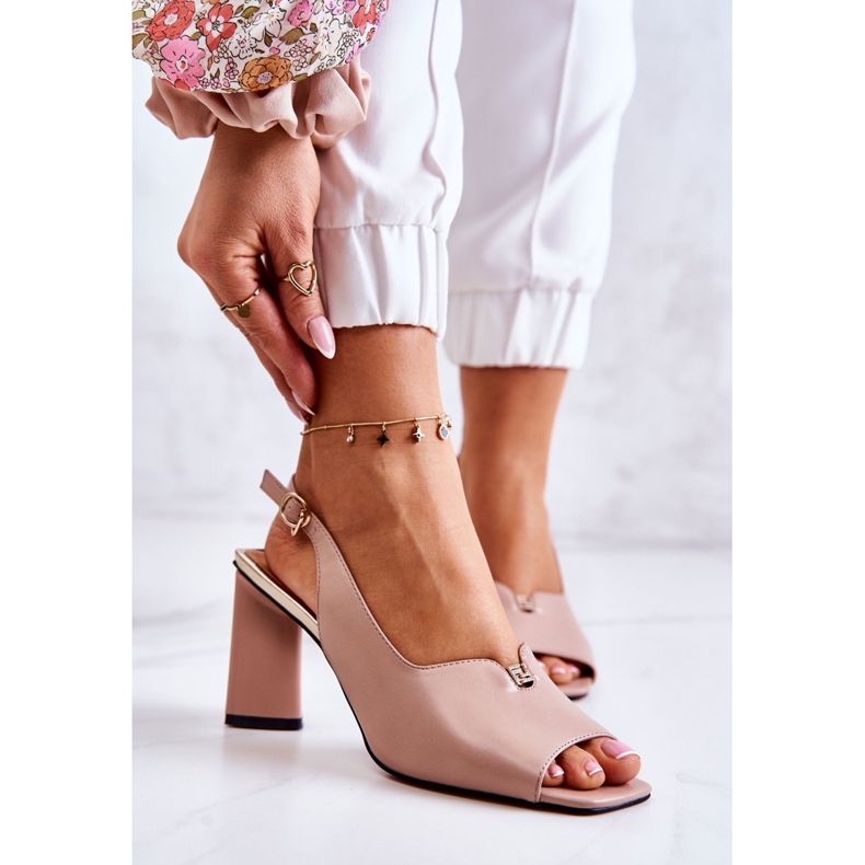 S.Barski Beige Fiorine Sandals On A Bar 1