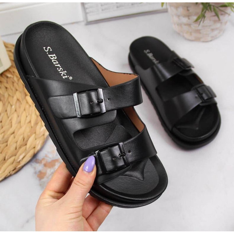 Everlast Rubber Flip Flops With Buckles Black In S.Barski KeeShoes