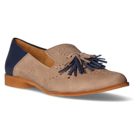 Loafers Filippo 04484-04 / 00-5 Beige Suede + Navy Blue 1