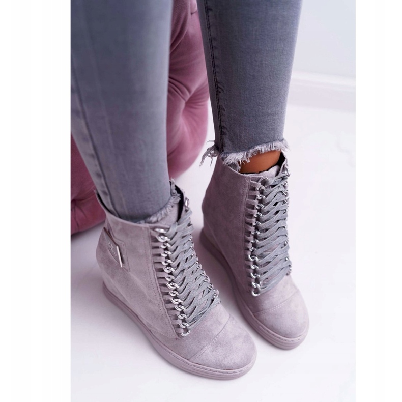 Women's Sneakers Lu Boo With Chains Suede Gray Monica grey 2