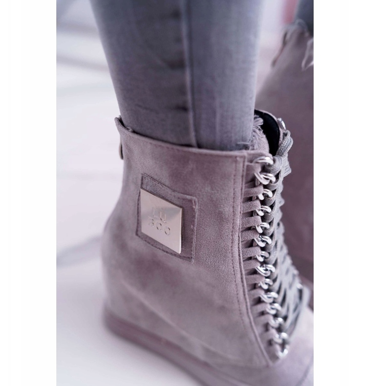 Women's Sneakers Lu Boo With Chains Suede Gray Monica grey 3