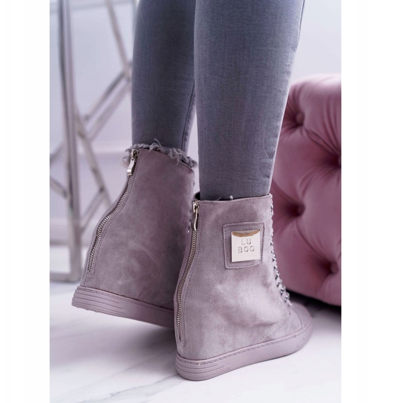 Women's Sneakers Lu Boo With Chains Suede Gray Monica grey 4