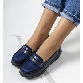Navy blue loafers on the Dinsmore wedge 1