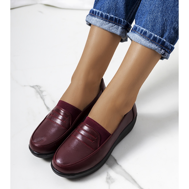 Ziggy maroon loafers on a wedge heel red multicolored 1