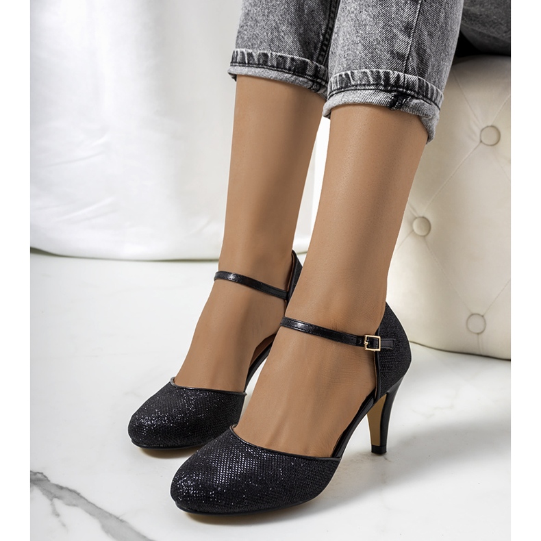 Black shiny Rosetown pumps 1
