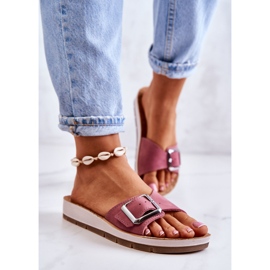 Fashionable Women's Slippers With Buckle Inblu CP000031 Pink 2