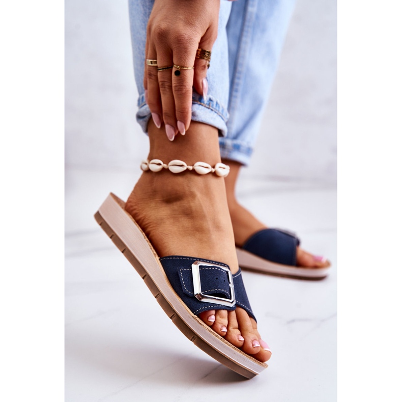 Fashionable Women's Slippers With Buckle Inblu CP000031 Navy Blue 2 Fashionable Women's Slippers With Buckle Inblu CP000031 Navy Blue 2