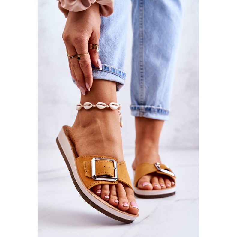 Fashionable Women's Slippers With Buckle Inblu CP000031 Yellow 1 Fashionable Women's Slippers With Buckle Inblu CP000031 Yellow 1