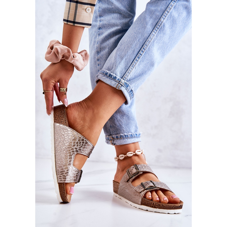 Women's Slippers Buckles Inblu NM000027 Silver beige 2